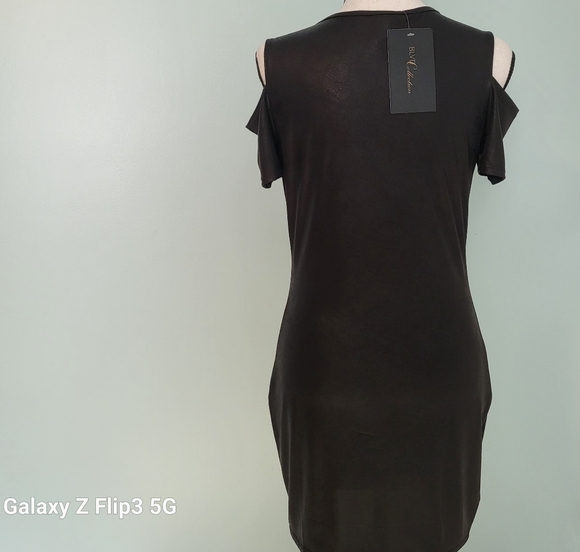 Blvd Collection Womens Dress Black Bodycon Cold Shoulder Large - Picture 2 of 14